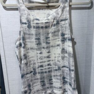 Lucky Brand Gray and White Ribbed Tank Top